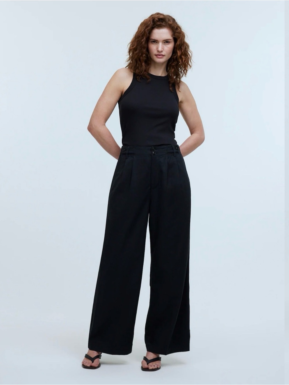 The Curvy Harlow Wide-Leg Pant in Drapey Twill